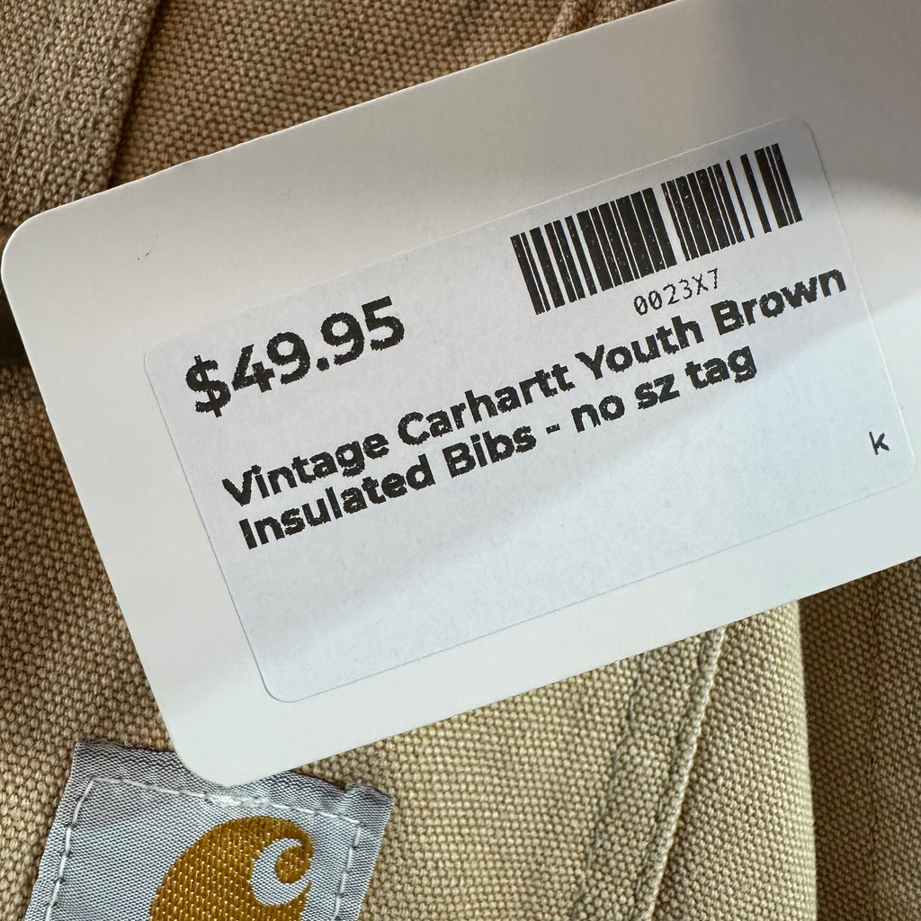 Vintage Carhartt Boy's Medium Brown Bib Insulated Overalls Double Knee Farm Bibs