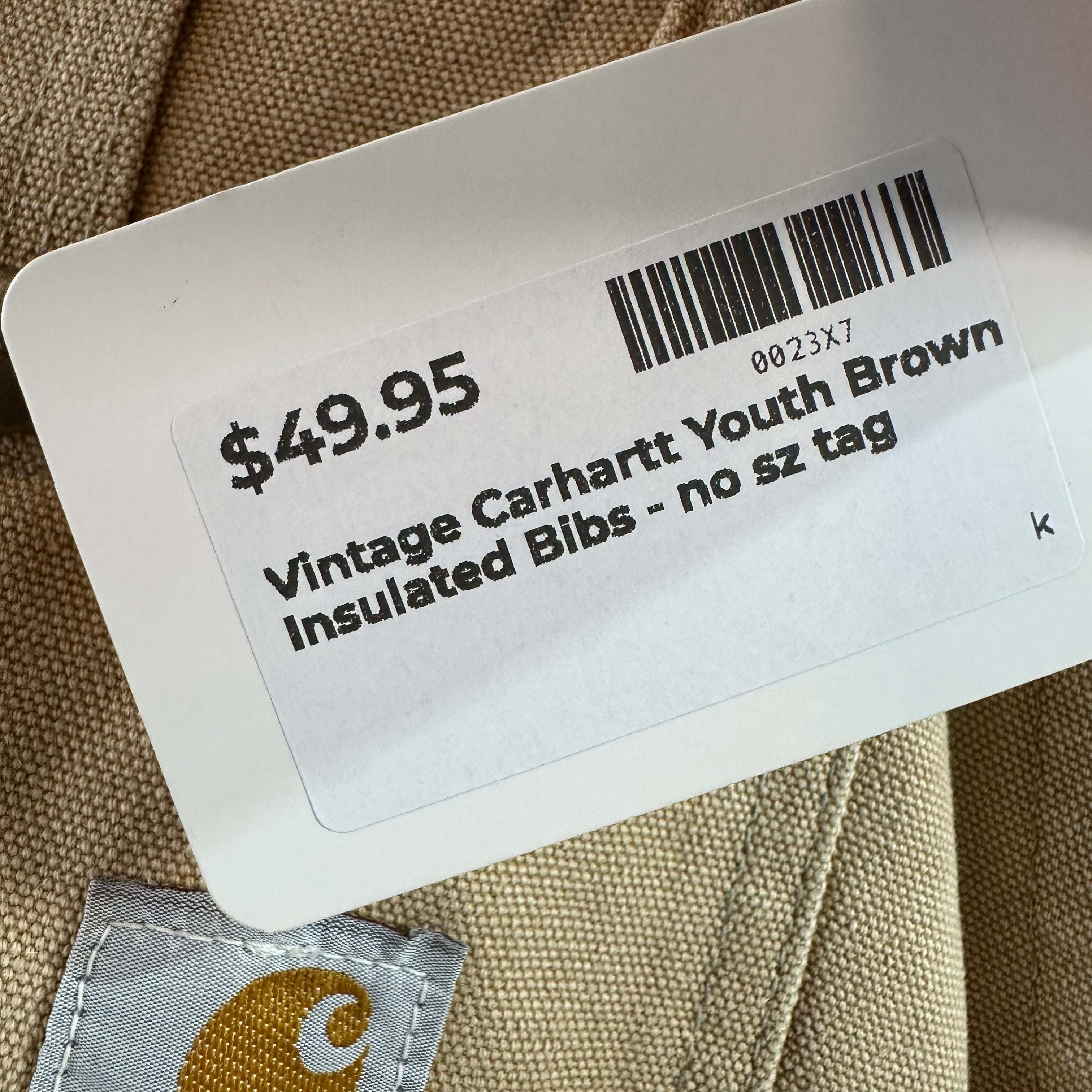 Vintage Carhartt Boy's Medium Brown Bib Insulated Overalls Double Knee Farm Bibs