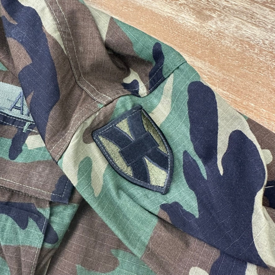 US Army Jacket Mens Medium Long Woodland Combat Coat Shirt