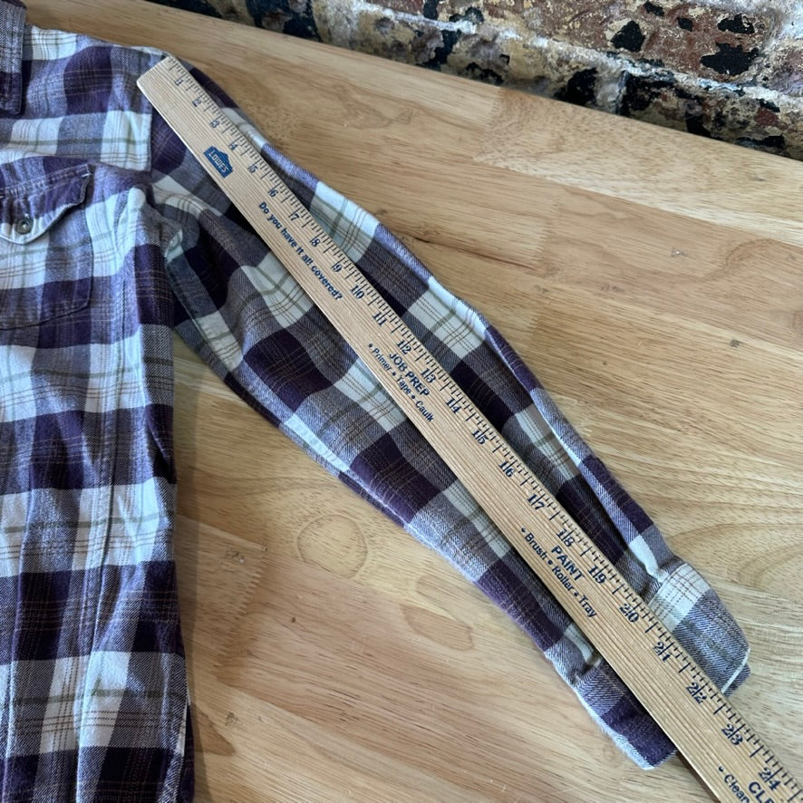 Carhartt Womens Medium Button Up Flannel Shirt Purple Plaid long sleeve