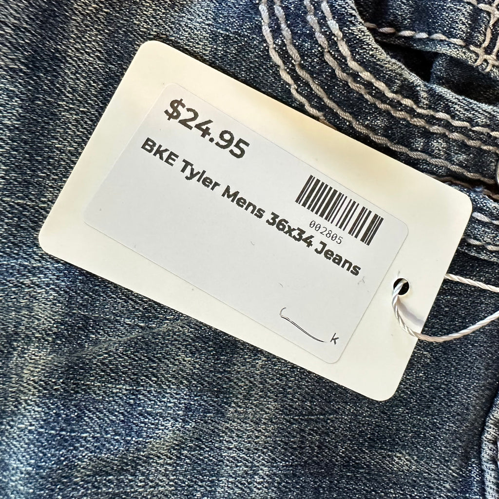 BKE Tyler Mens 36x34 Blue Jeans