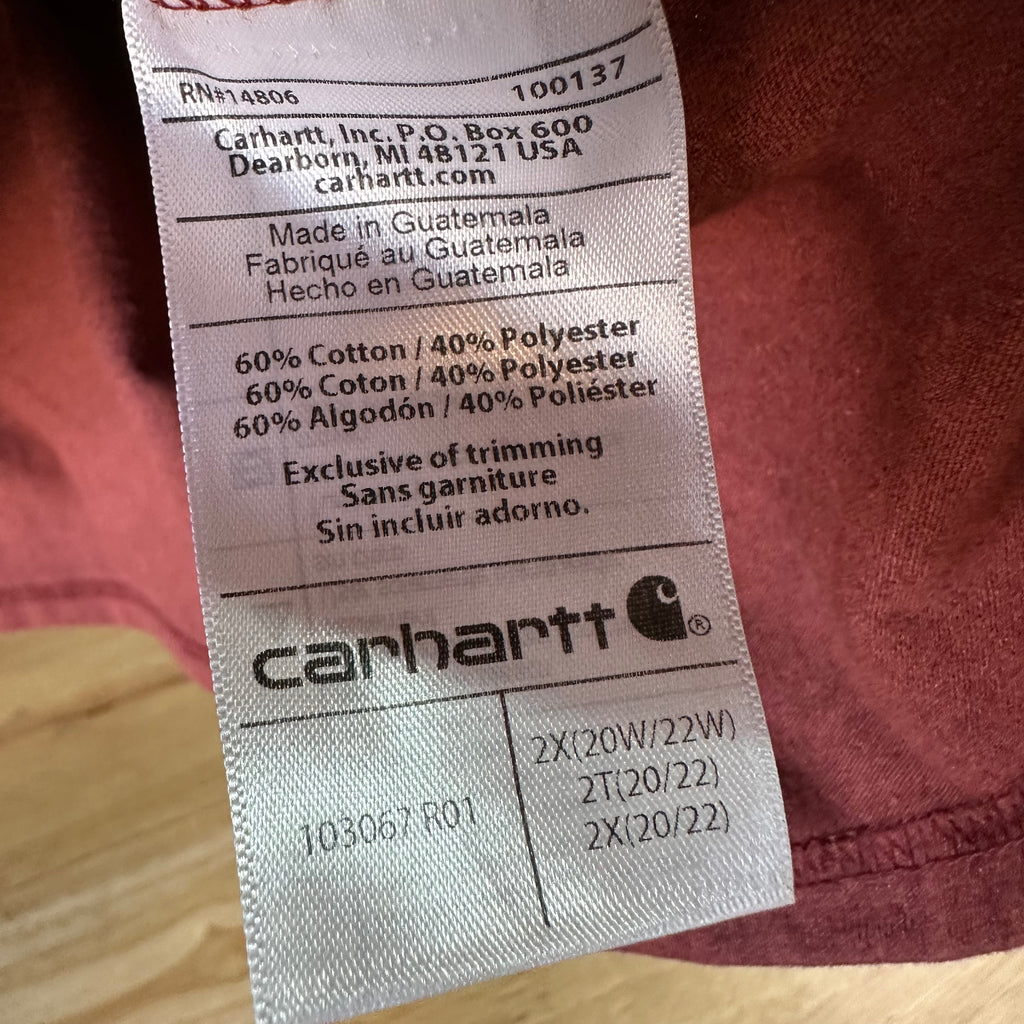 Carhartt T-Shirt Womens 2X (20W-22W) short sleeve Work casual Reddish original