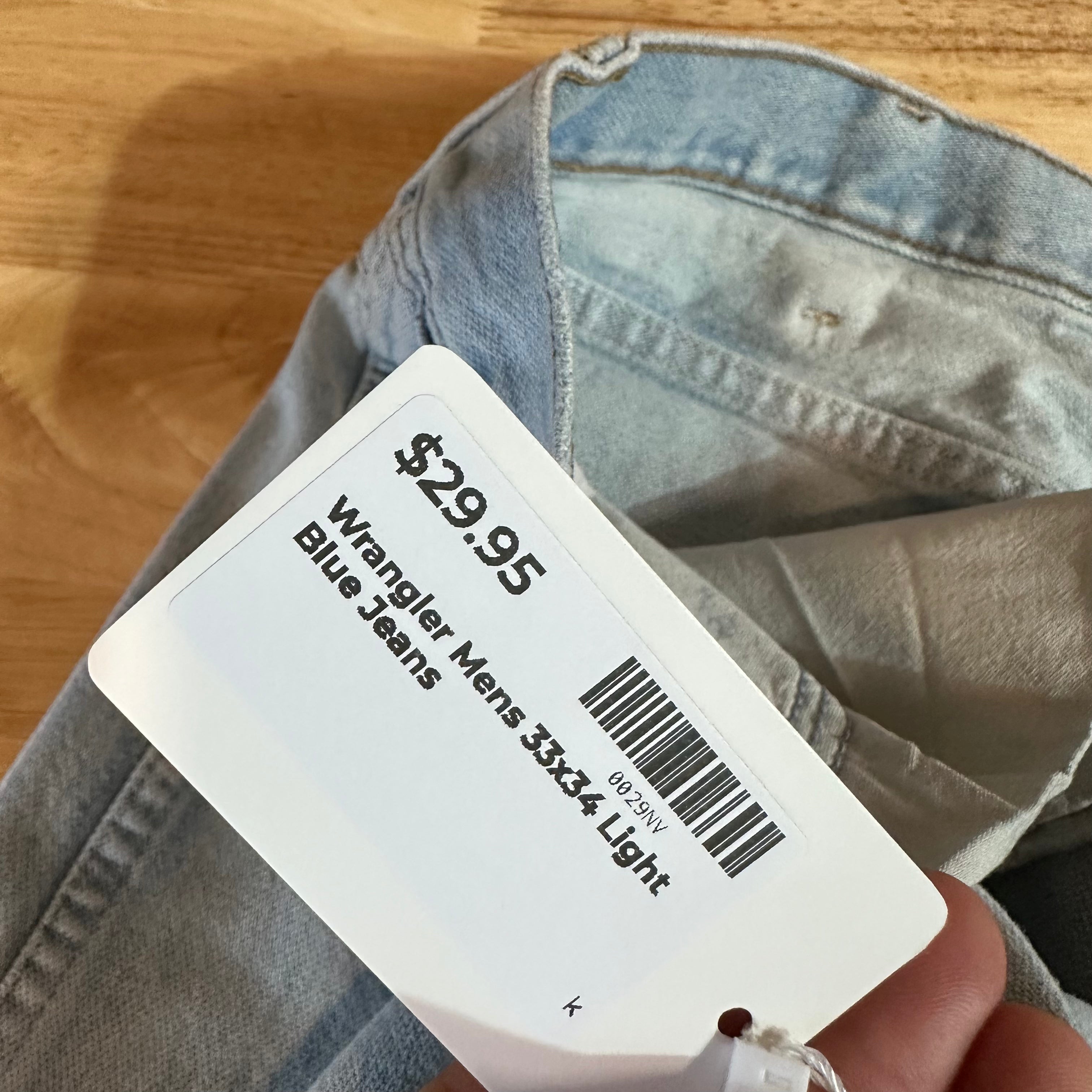 Wrangler Mens 33x34 Light Blue Jeans
