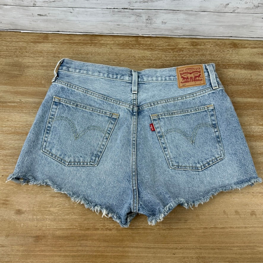 Levi's Cut Off Denim Blue Jean Shorts Womens 31 Distressed - 32x2.5"