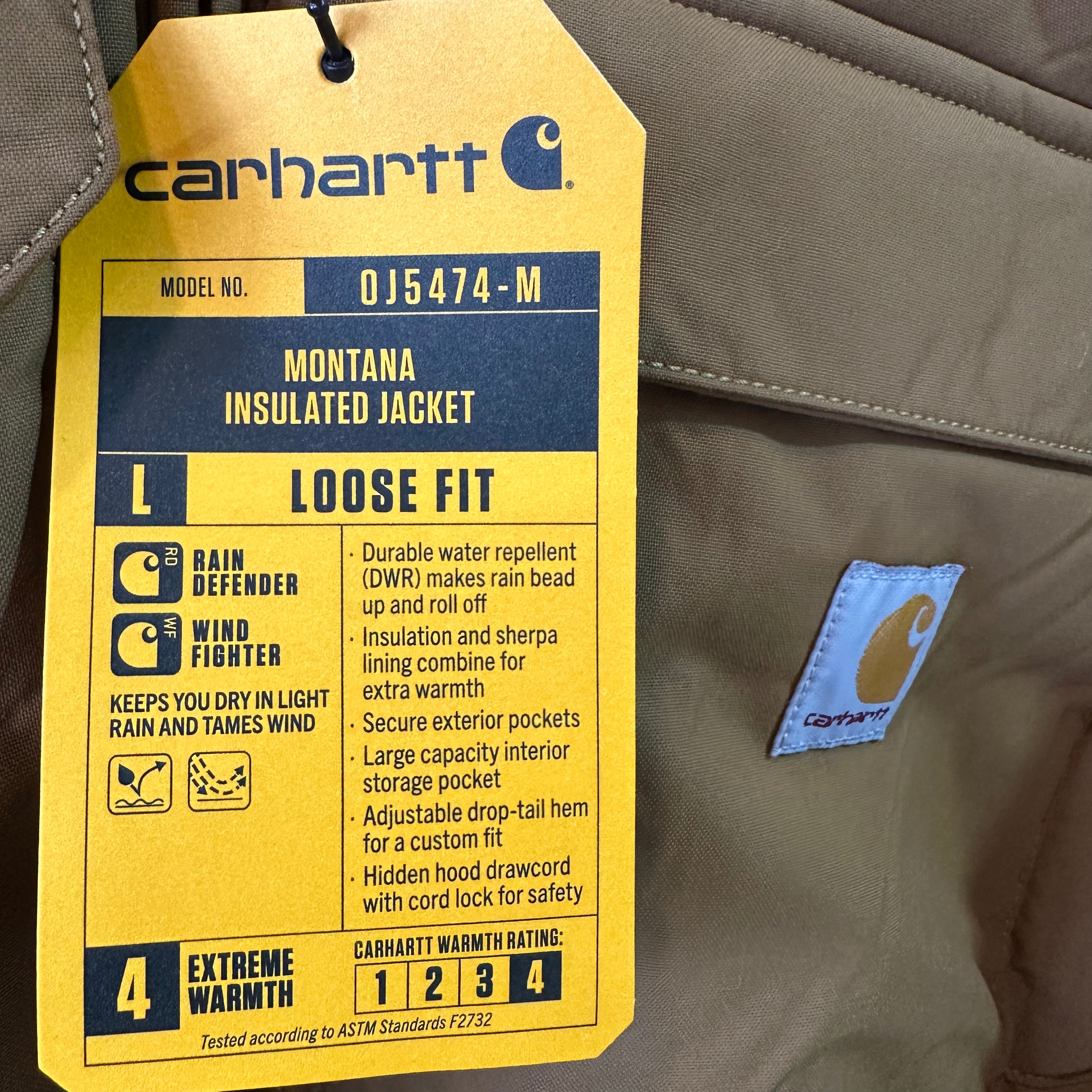 Carhartt Montana Jacket Mens Large Tall LT Rain Defender Oak brown NEW