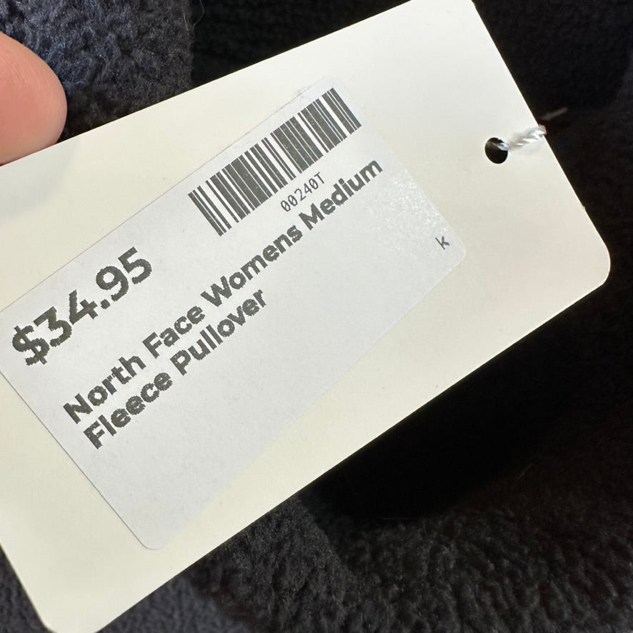 The North Face Riit Pullover Womens Medium Black Grey Fleece Cowl Neck