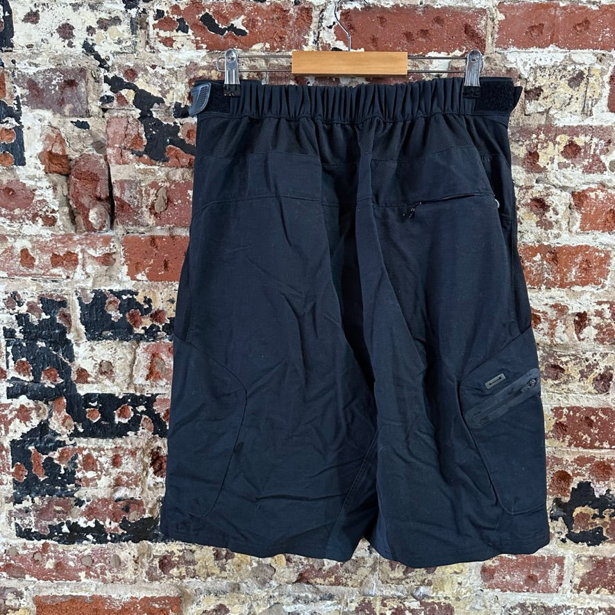 Zoic Ether Shorts Mens Large Black Cycling Bike Riding Cargo MTB Nylon Stretch