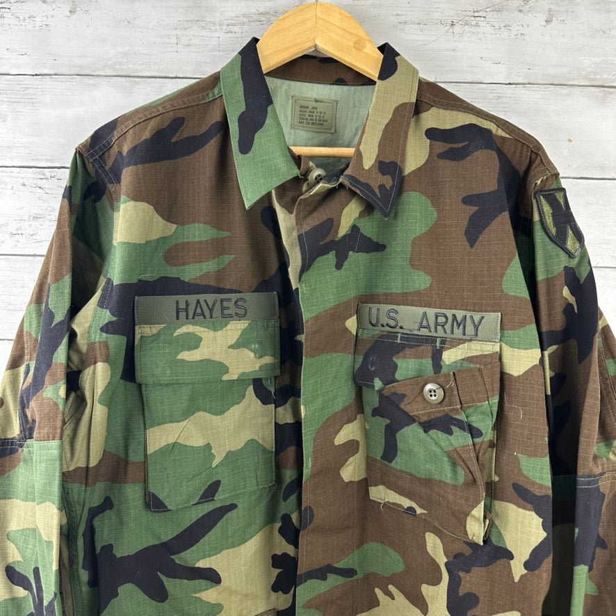 US Army Jacket Mens Medium Long Woodland Combat Coat Shirt