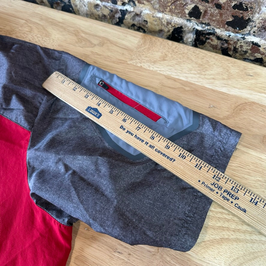 Holloway Warm Up Jacket Shirt 1/4 Zip Men's Red Gray 3XL Pockets short sleeve