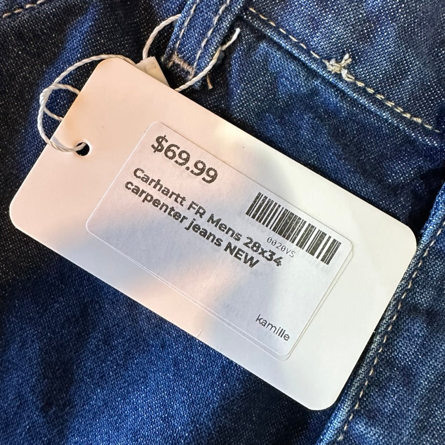 Carhartt FR Carpenter utility Mens 28X34 Blue Relaxed Work Loose FRB13 DNM New