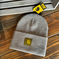 Carhartt A18 Rib Knit Cuffed Beanie Gray w/ green patch NEW Hat One size