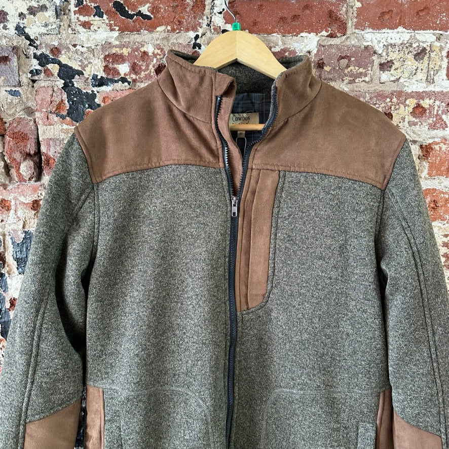 Cowboy Legend Jacket Mens XL Ranch Western Knit Green Brown lined contrast
