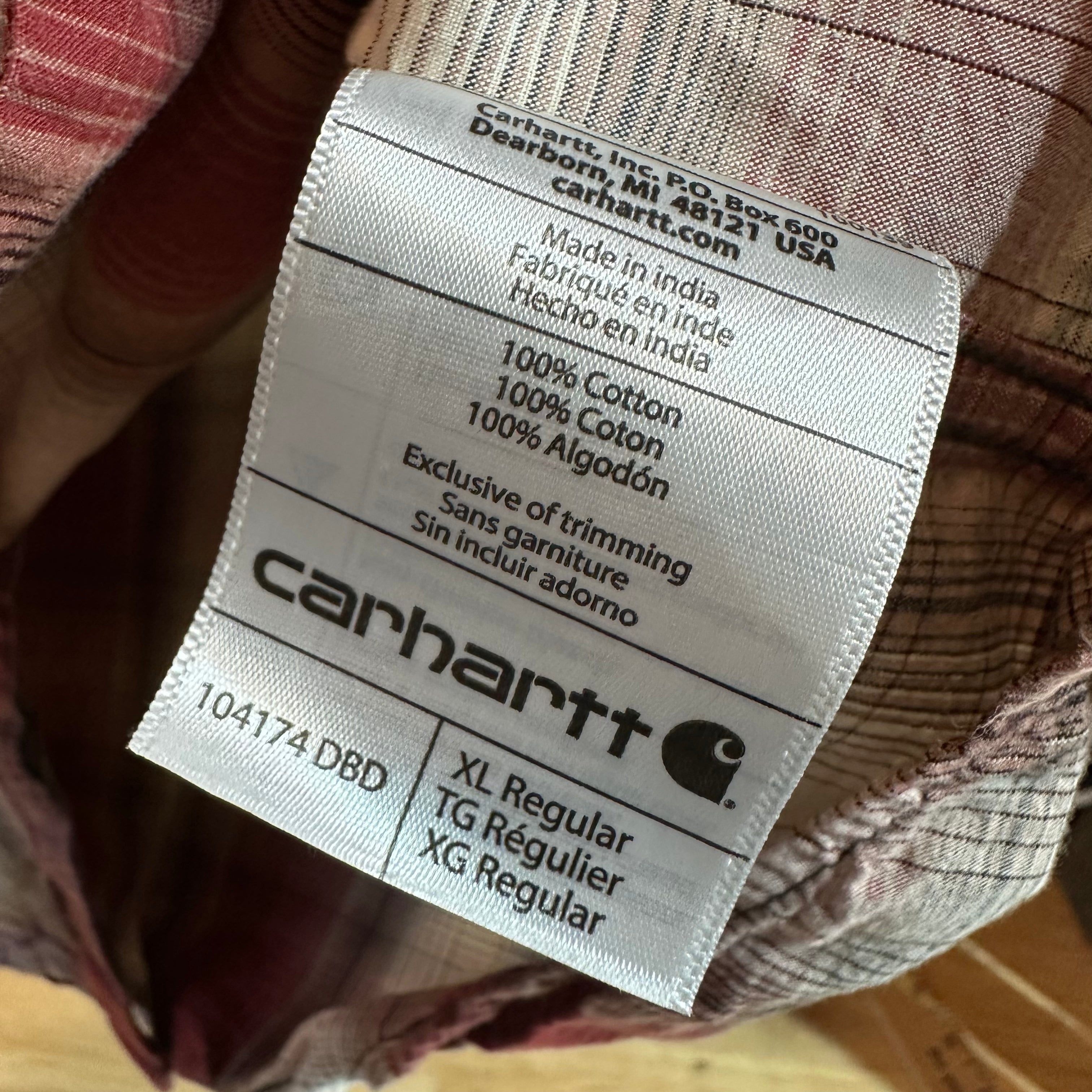 Carhartt Mens XL Short Sleeve Button Up