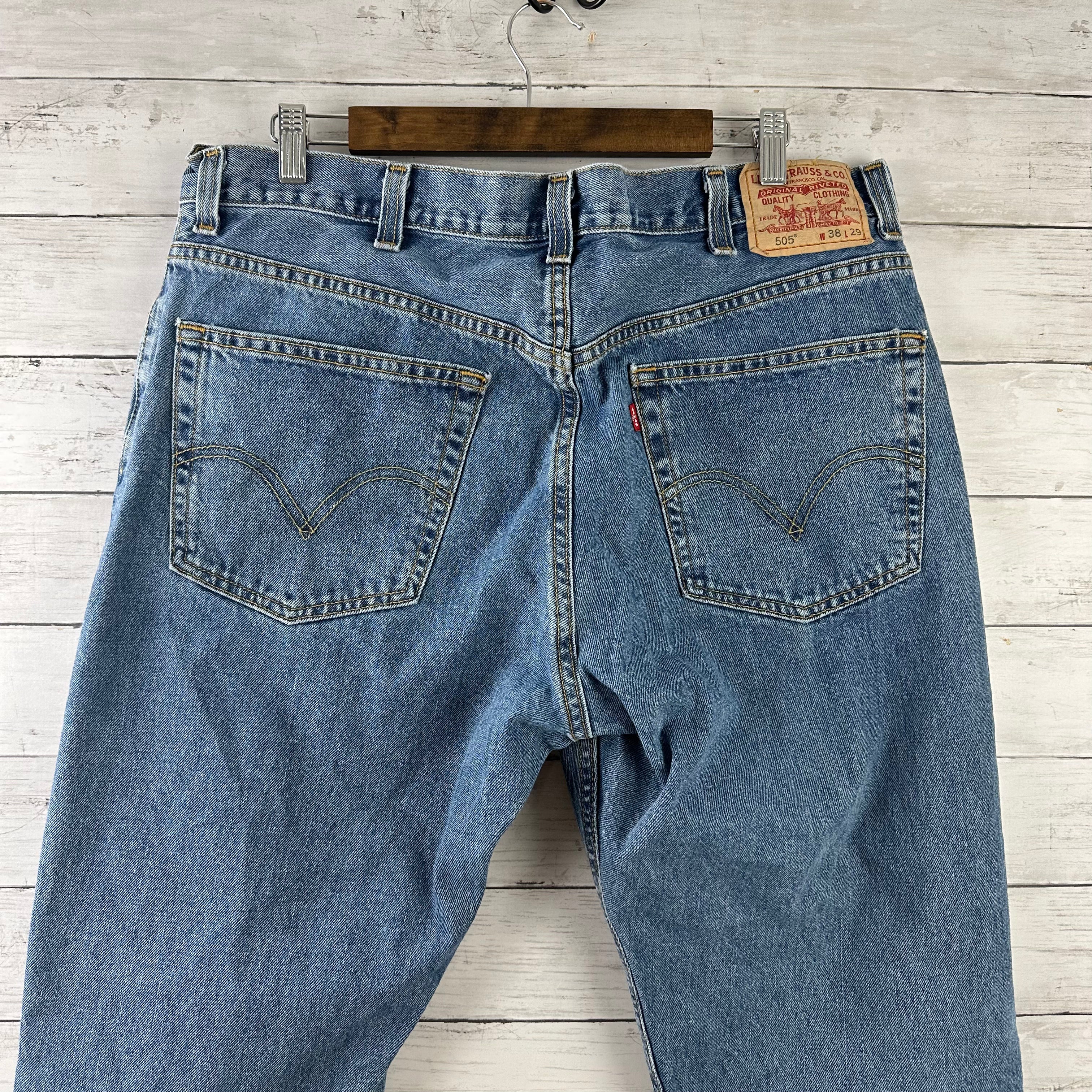 Levis 505 Jeans Mens 38x29 Regular Zip fly Blue denim Levi's