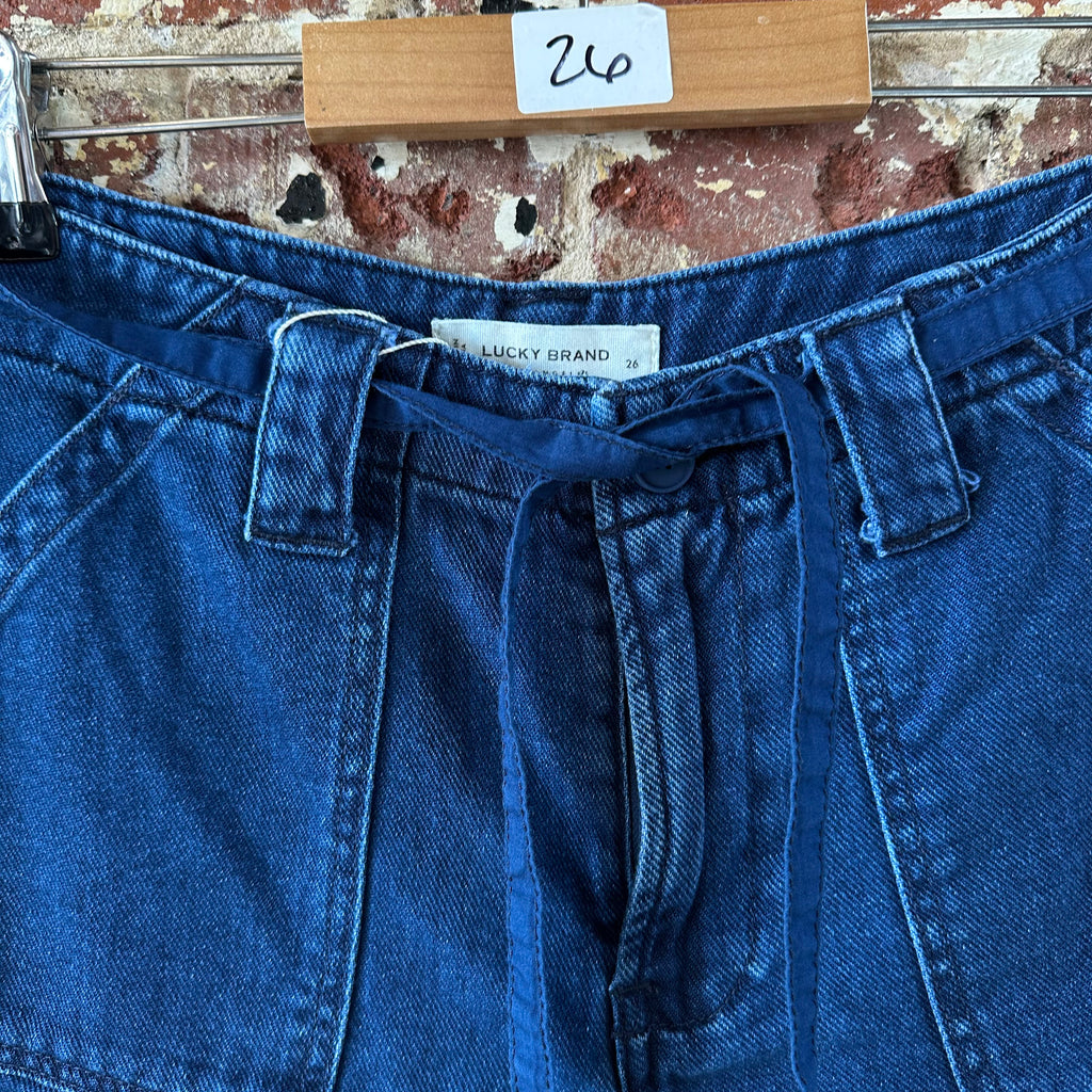 Lucky Brand belted Jeans Shorts Women's 26 Blue Denim High waisted