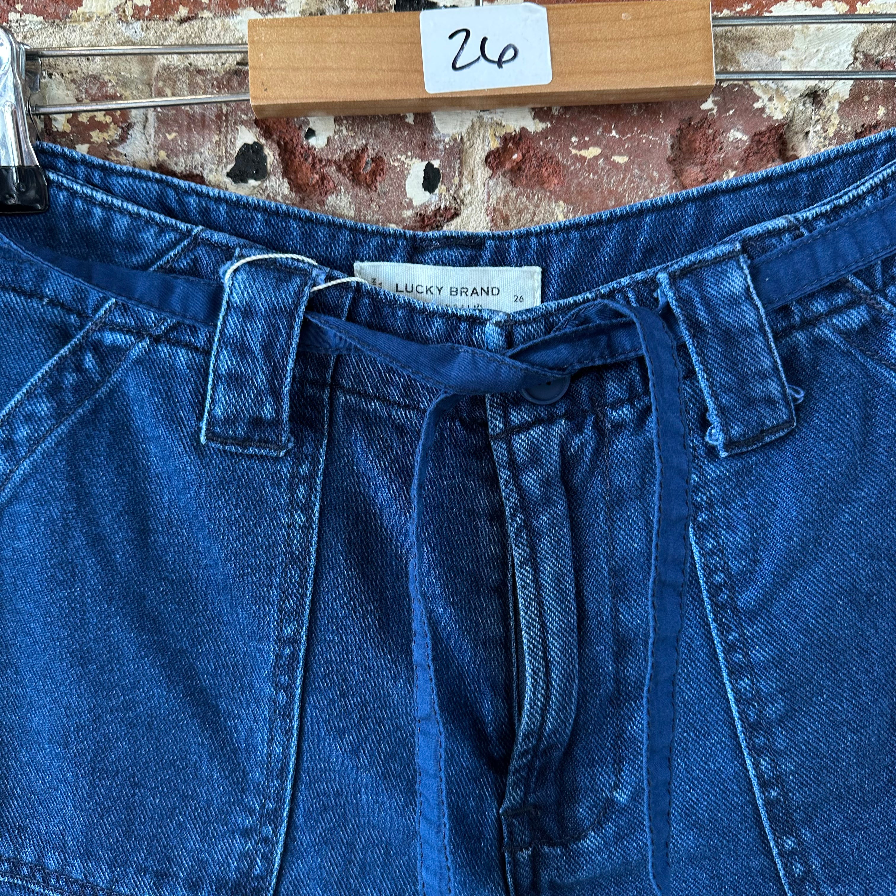 Lucky Brand belted Jeans Shorts Women's 26 Blue Denim High waisted