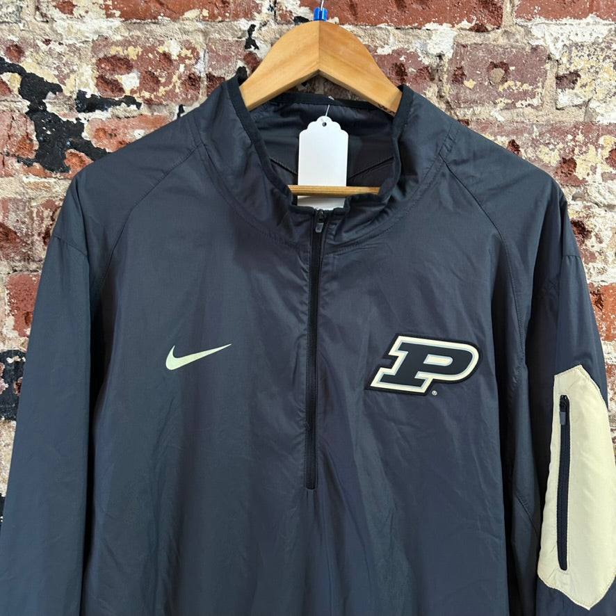 Nike Purdue Black 1/4 Pullover Windbreaker Gray Dri Fit Long Sleeve Mens 2XL XXL