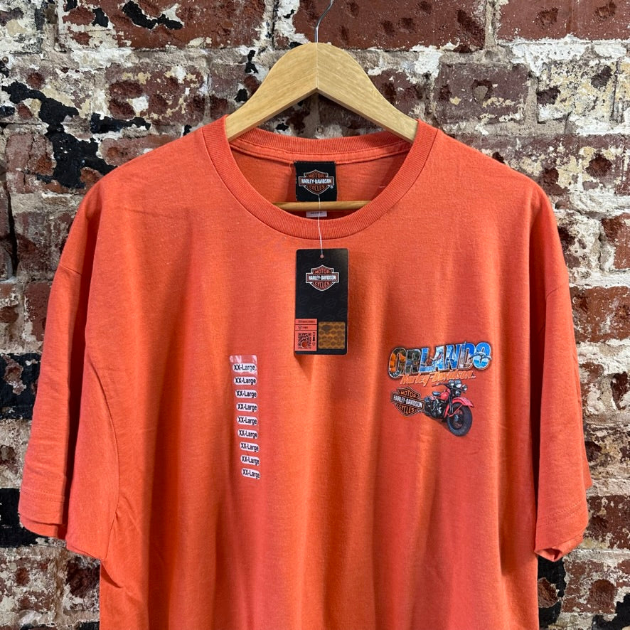 Harley Davidson Men's 2XL Short Sleeve Orange T-Shirt NEW
