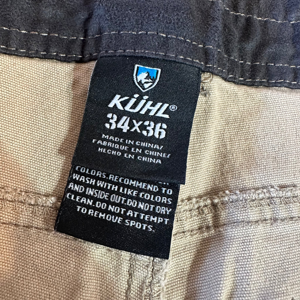 Kuhl Pants Men's 34x36 Tan Free Kanvus Jeans Canvas Stretch Hiking Outdoor