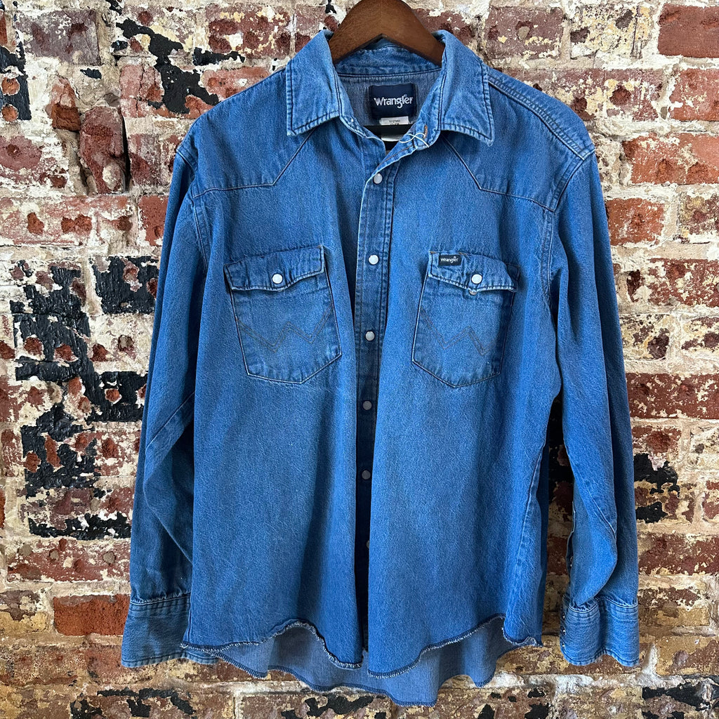 Wrangler Men's 17.5x36 Blue Western Shirt