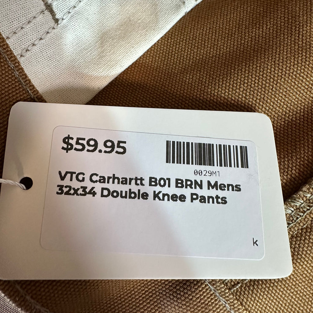 Carhartt B01 BRN Mens 32x34 Double Knee Pants