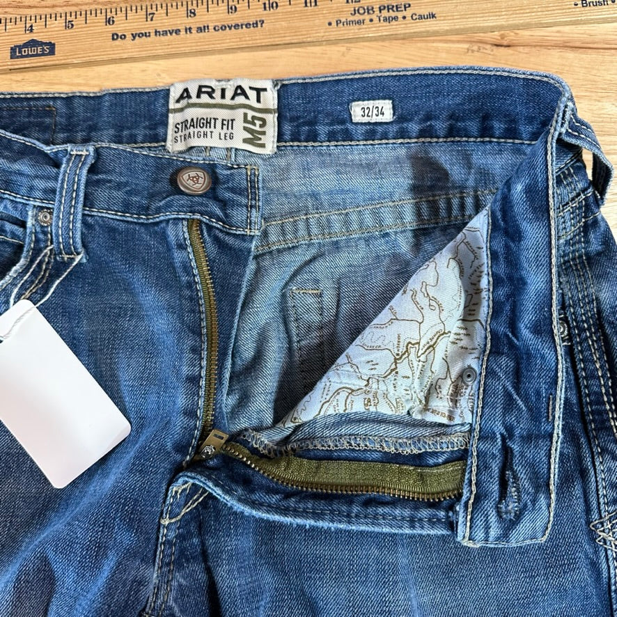 Ariat M5 Straight Blue Jeans Men's 32x34 Western Cowboy