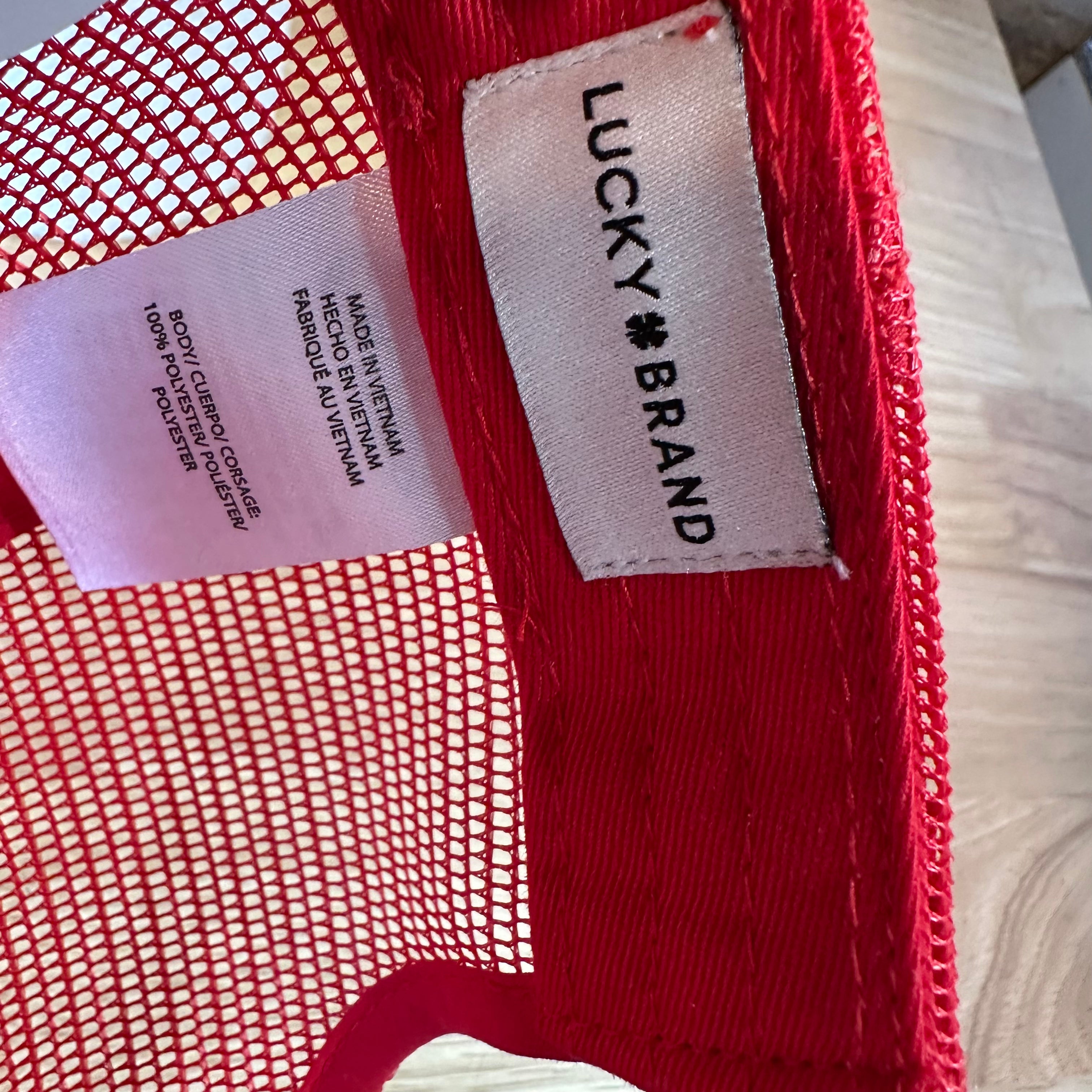 Lucky Brand Red Trucker Hat SnapBack Y2K NEW