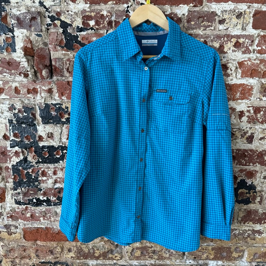 Columbia Womens Medium Long Sleeve Casual Shirt Button Up Blue