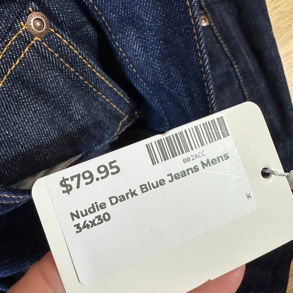 Nudie Mens 34x30 Blue Jeans
