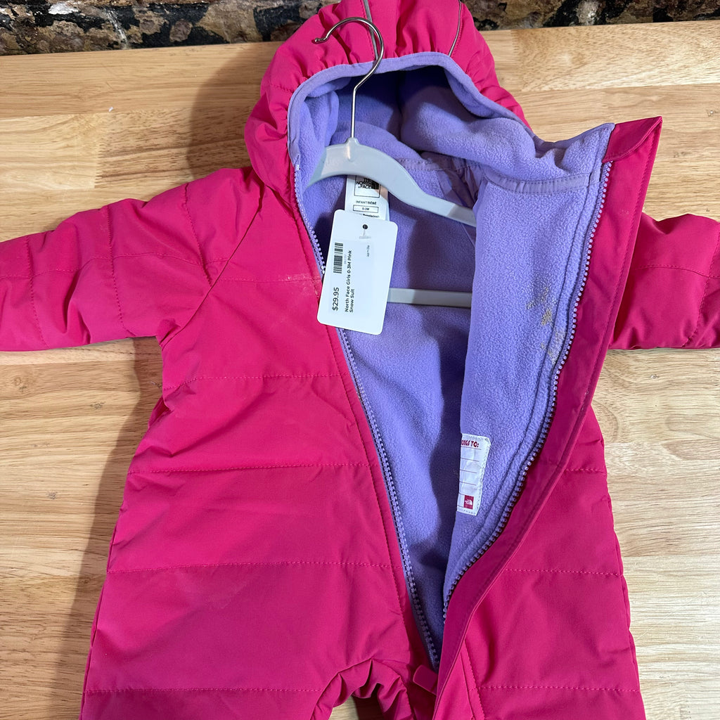 The North Face Baby Girl Pink Winter Snowsuit Overall Size 0-3M months