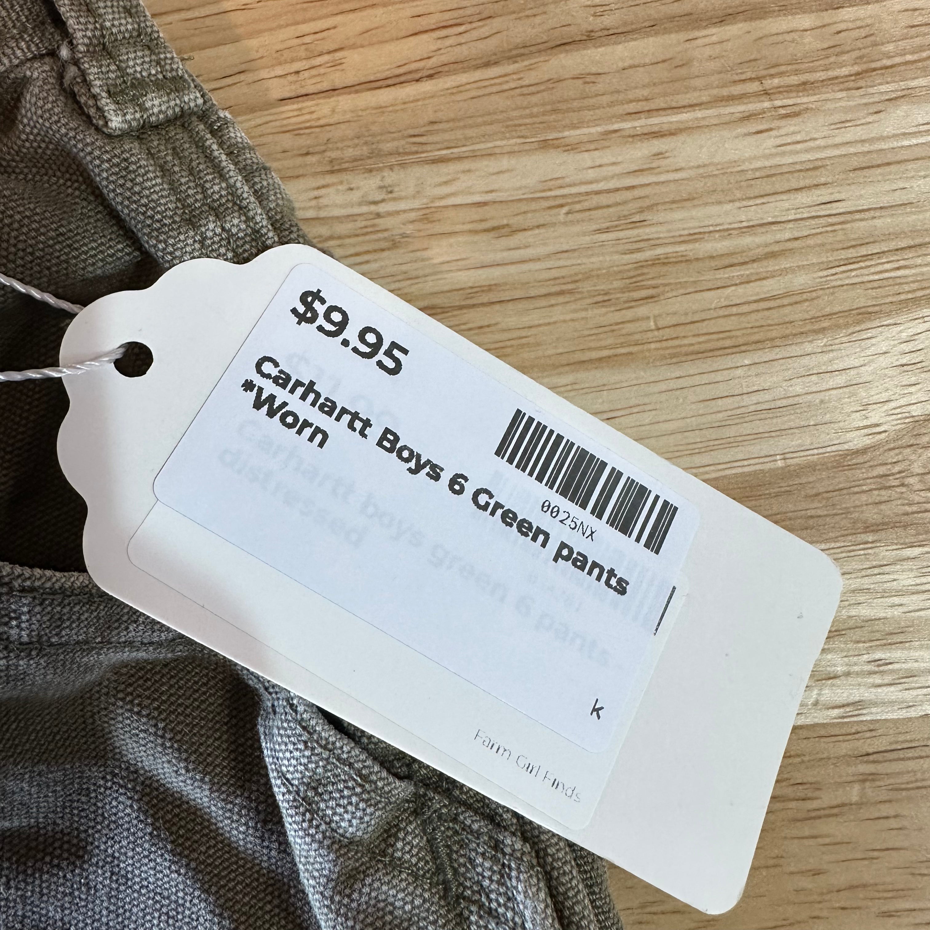 Carhartt Boys Size 6 Carpenter Pants Green 21x19"