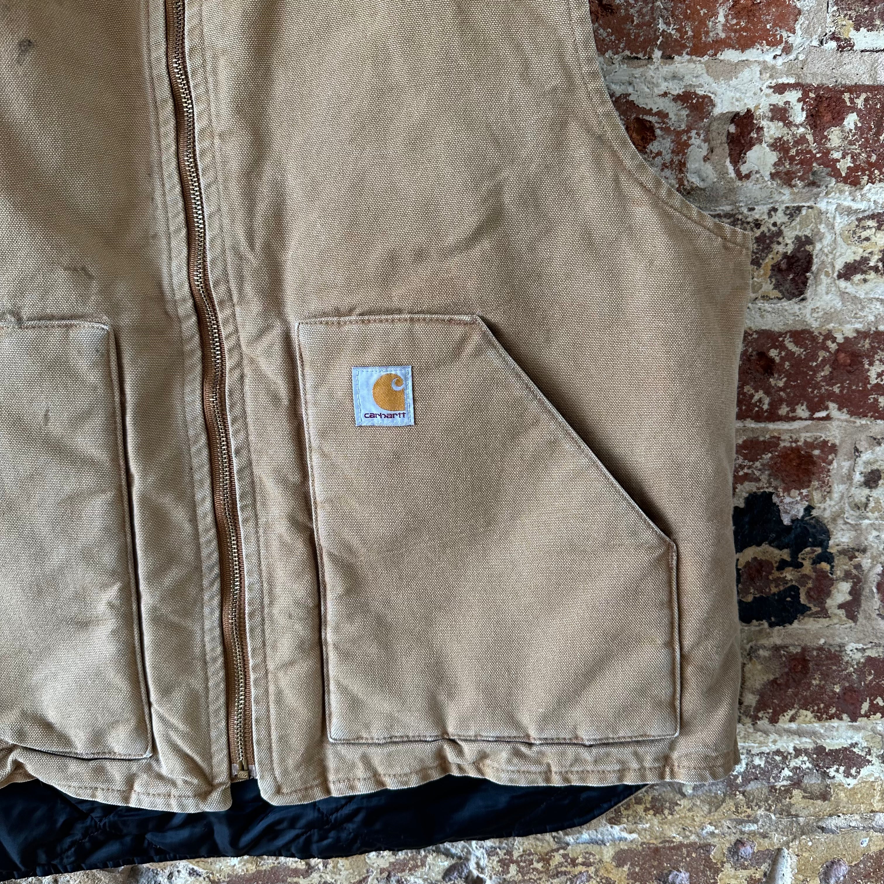 Carhartt Canvas Vest V01 BRN Men's Size XL Full Zip Brown