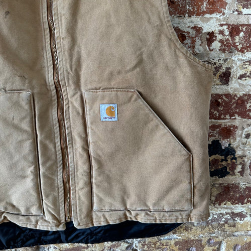 Carhartt Canvas Vest V01 BRN Men's Size XL Full Zip Brown