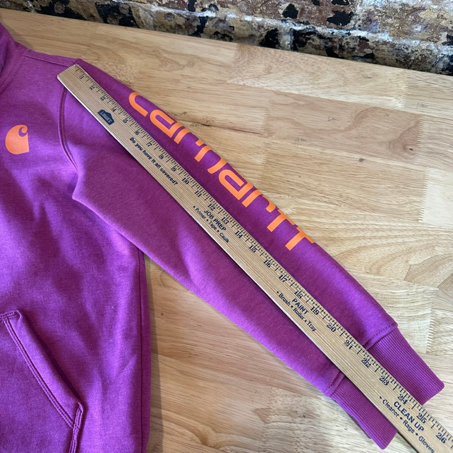 Carhartt Hoodie Womens Medium Pink Sweatshirt Casual Sleeve Spellout midweight