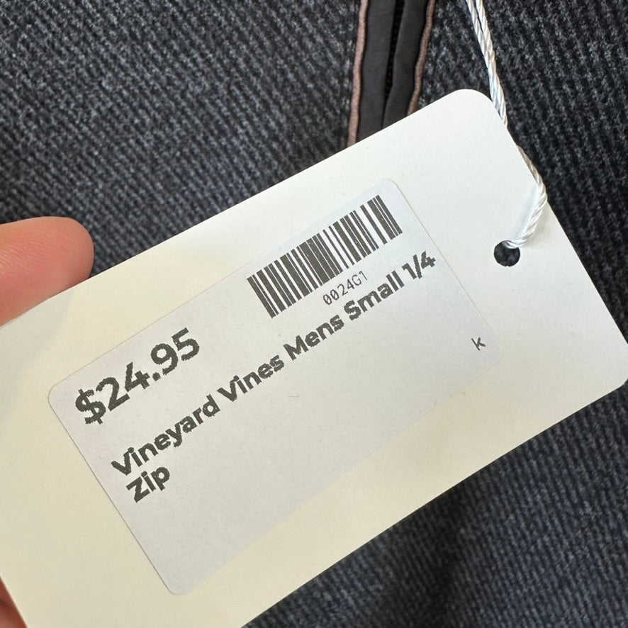 Vineyard Vines 1/4 Zip Small Oxford Pique Pullover Black Cotton Pullover preppy