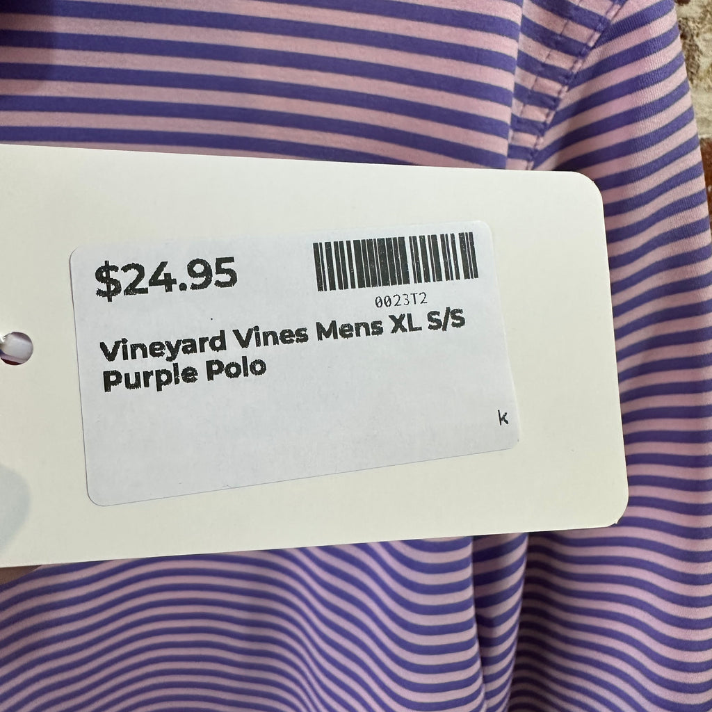 Vineyard Vines Golf Shirt Polo Mens XL Purple Striped Short Sleeve