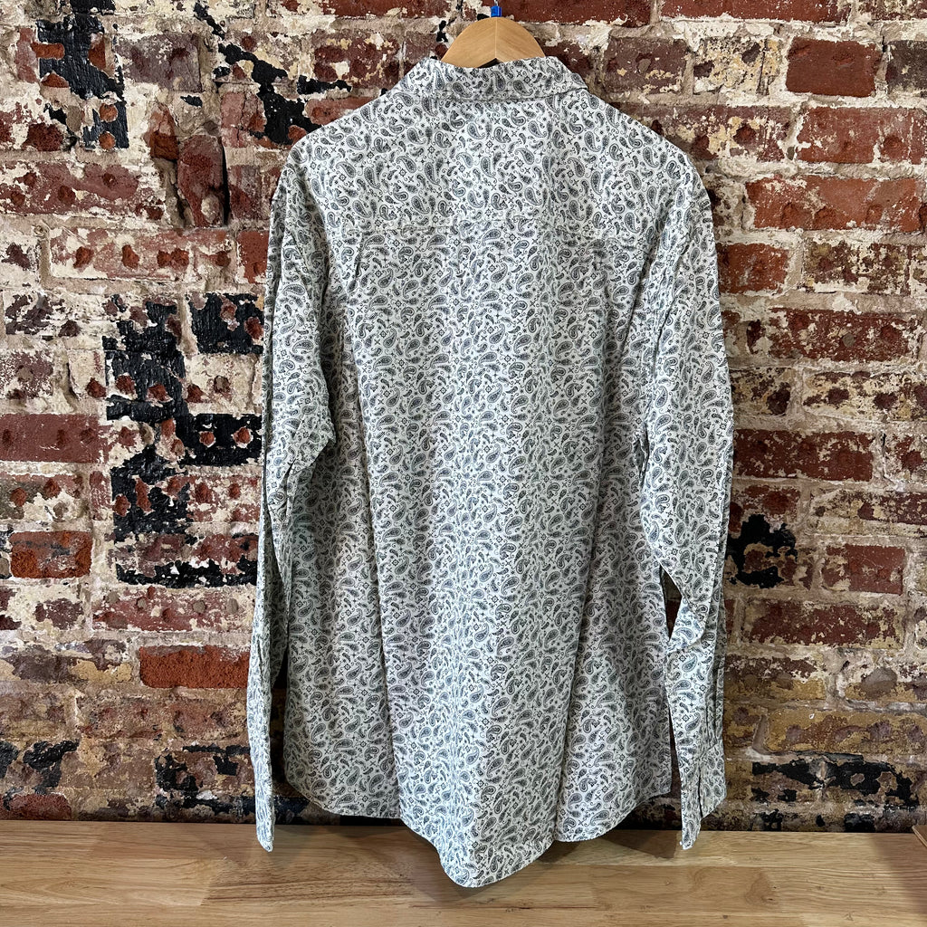 Wrangler Retro Button Up Shirt Mens 2XL Tall Pearl Snap Western Gray Paisley NEW