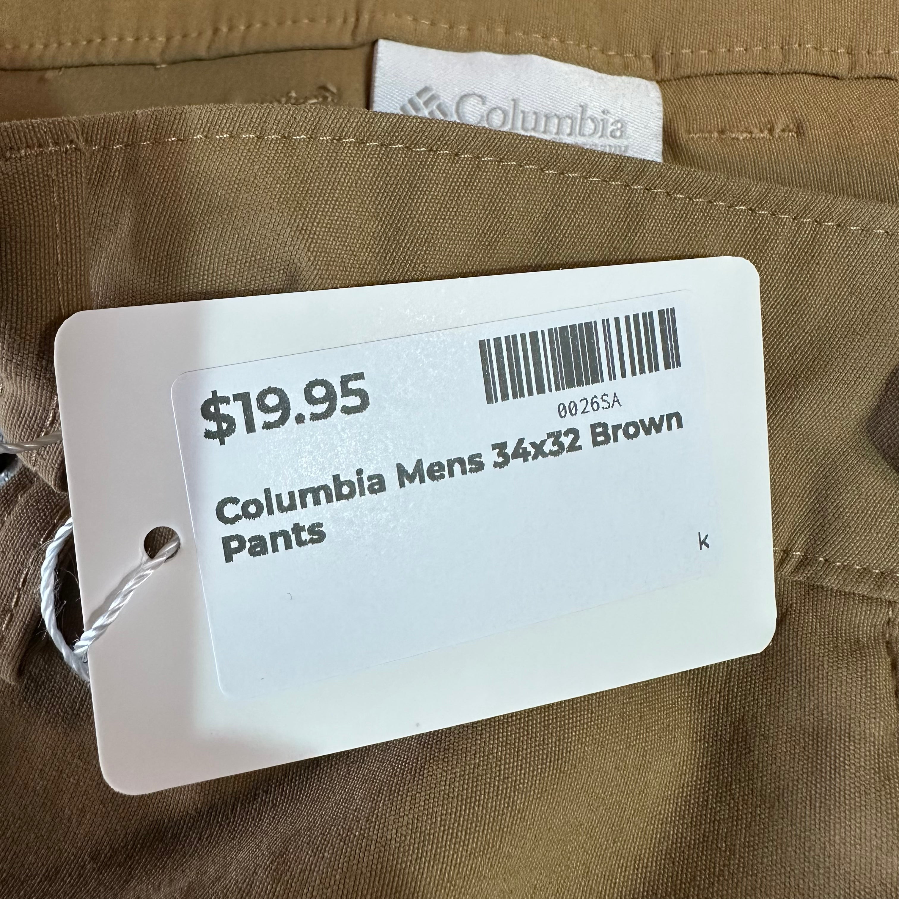 Columbia Mens 34x32 Brown Pants