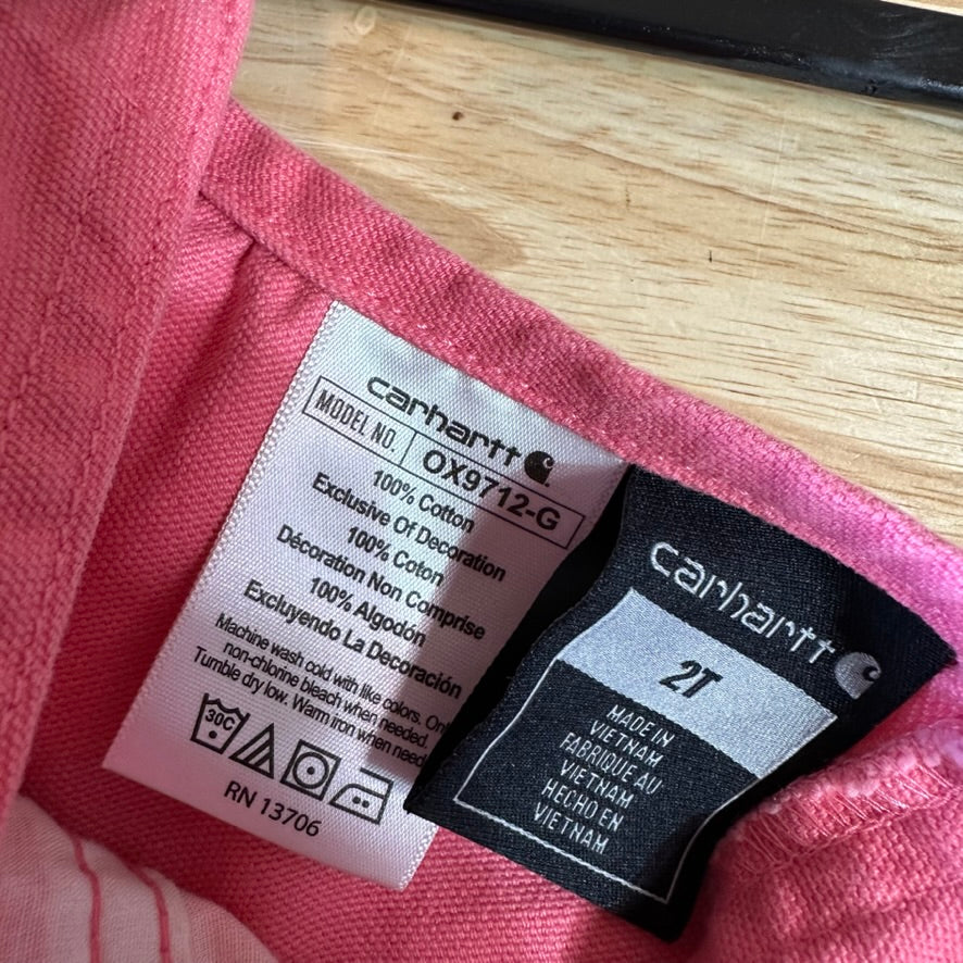 Carhartt Girls 2T Pink Bibs
