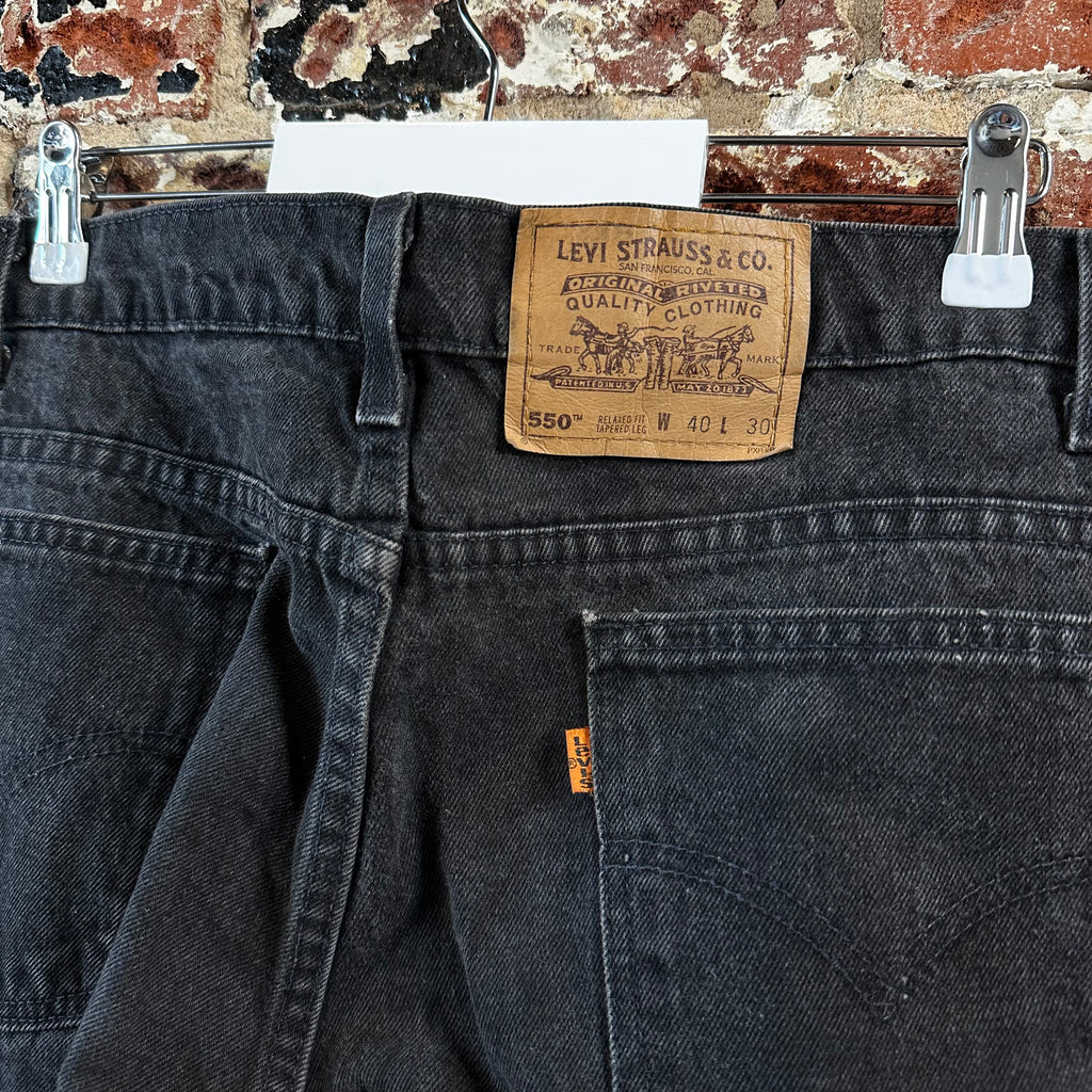 Vtg Levis 550 Black Orange Tab Relaxed Tapered Mens Jeans 40x30 USA 1996 90s