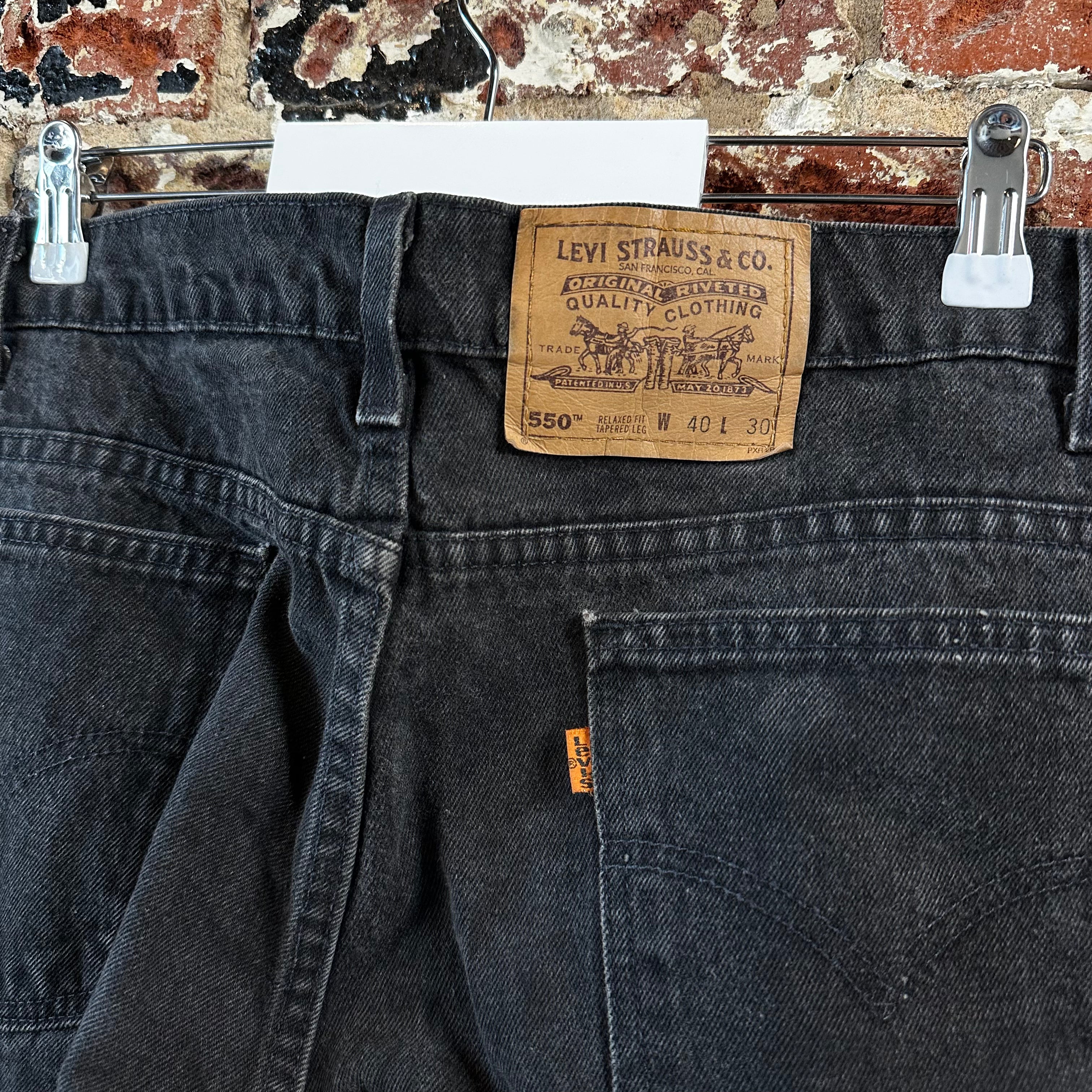 Vtg Levis 550 Black Orange Tab Relaxed Tapered Mens Jeans 40x30 USA 1996 90s