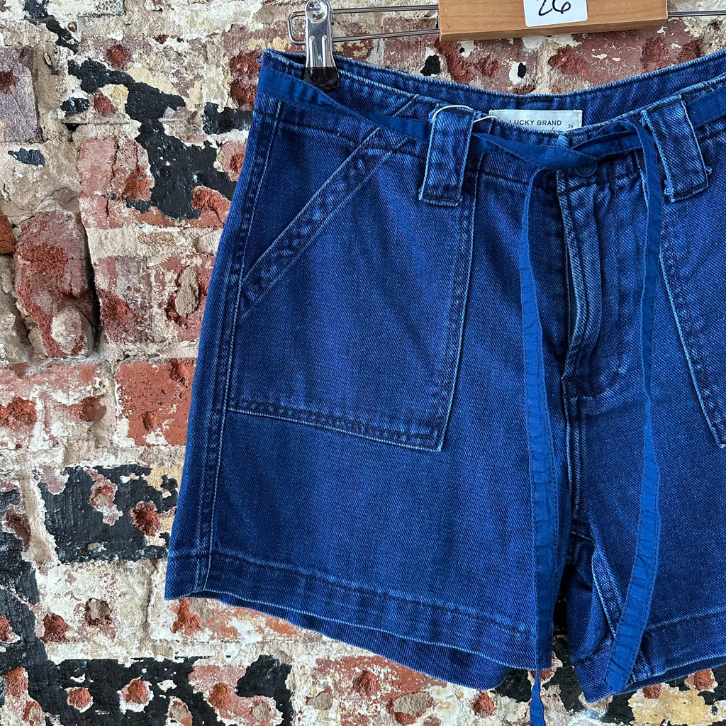 Lucky Brand belted Jeans Shorts Women's 26 Blue Denim High waisted