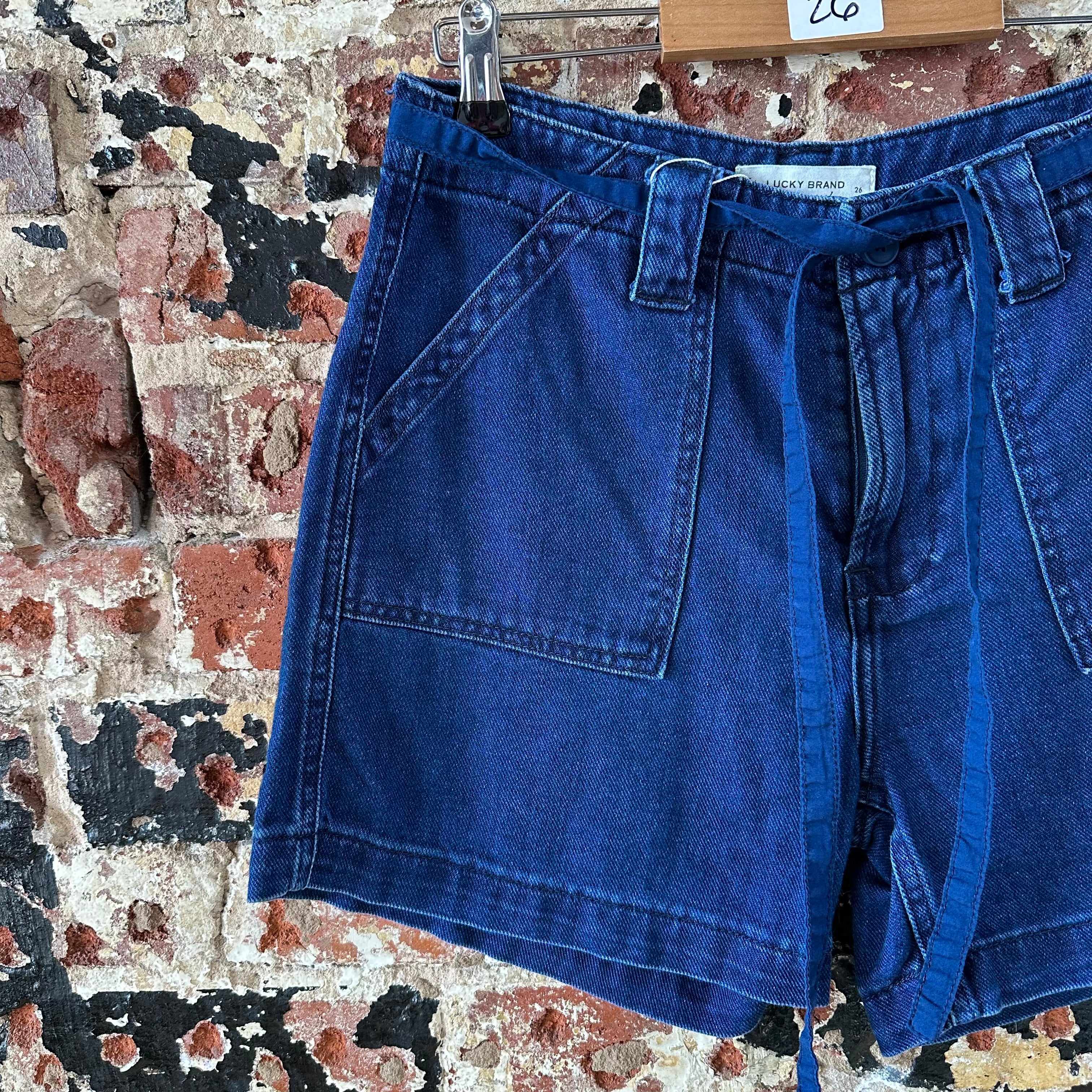 Lucky Brand belted Jeans Shorts Women's 26 Blue Denim High waisted