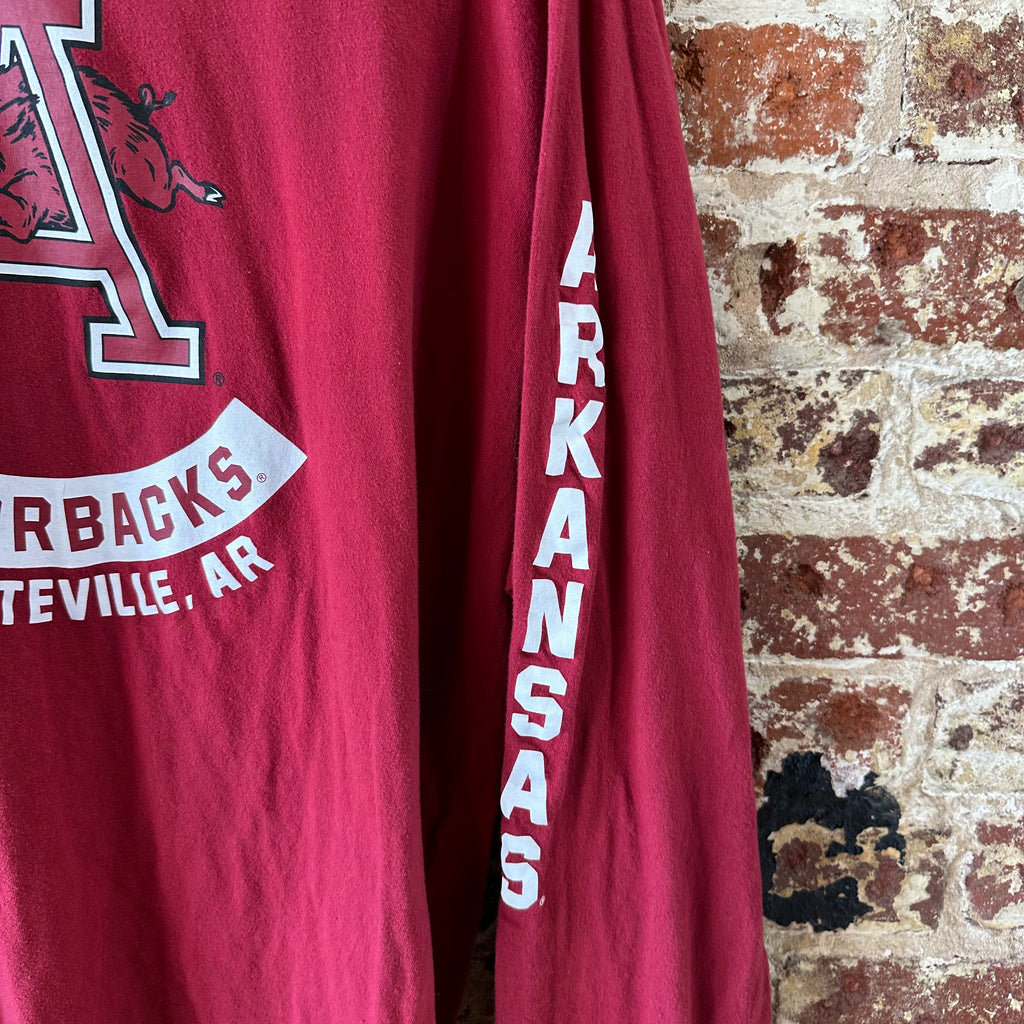 Nike Arkansas Razorbacks Hogs Mens Size 2XL Red Long Sleeve T-Shirt