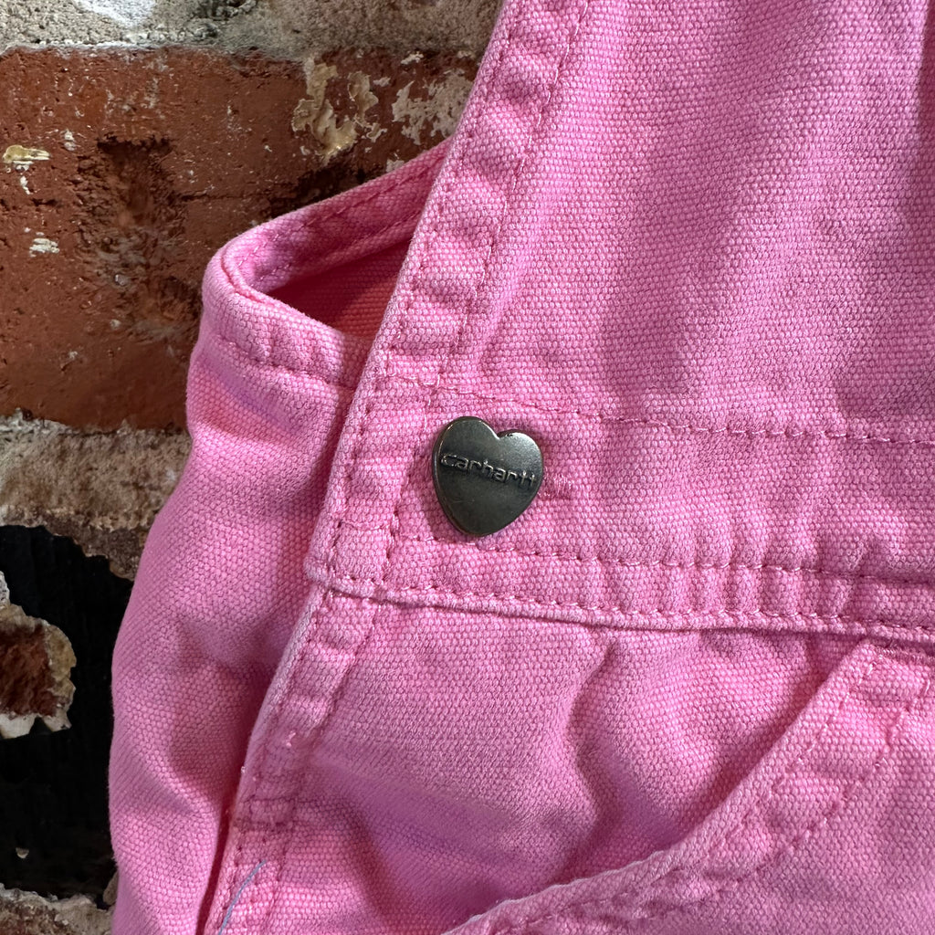 Carhartt Toddler Girls Size 7M pink Jean skirt denim bibs overalls cotton
