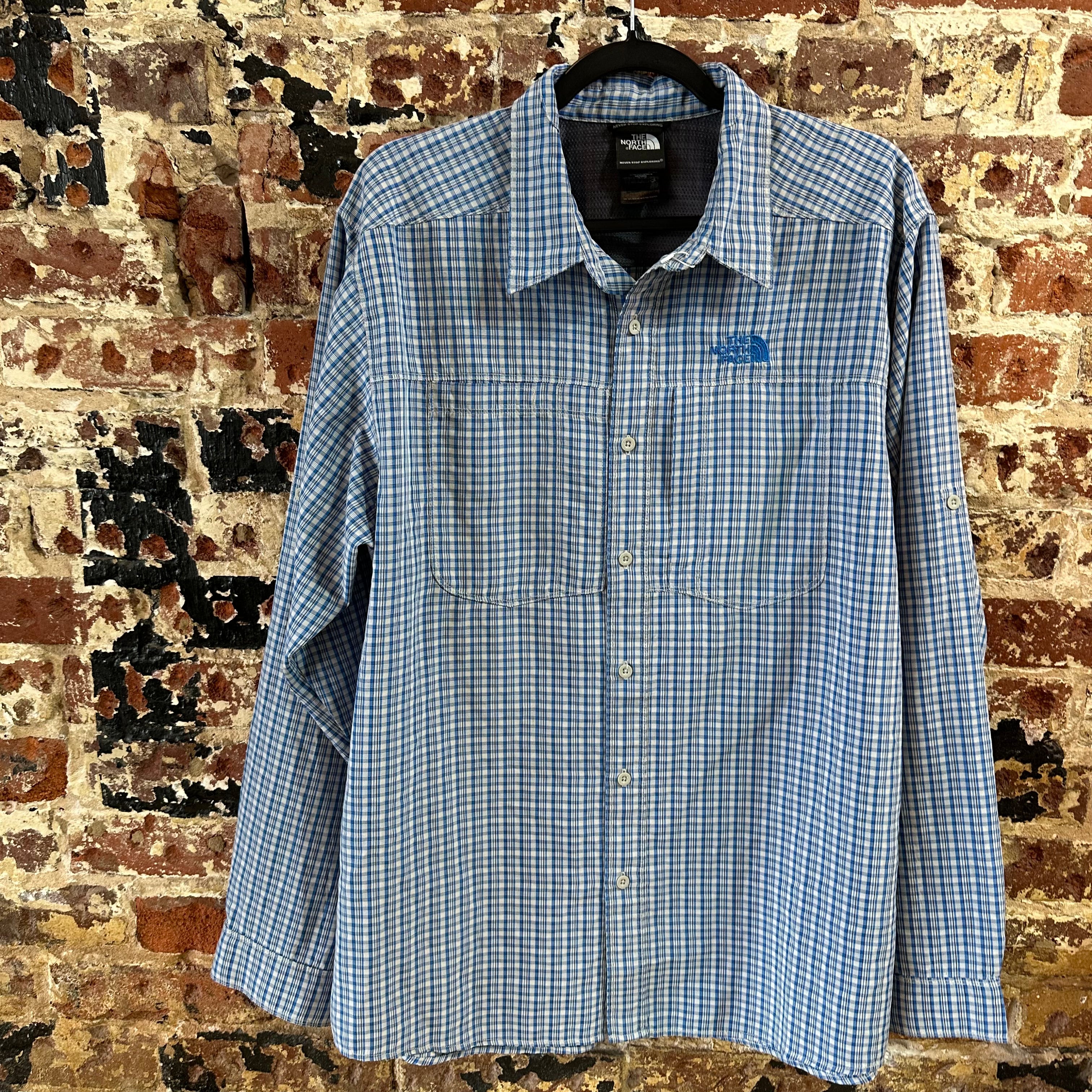North Face Men's Large Blue Button Shirt
