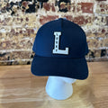 Lucky Brand Mens Navy Blue Lucky L Patch Snapback Baseball Hat New