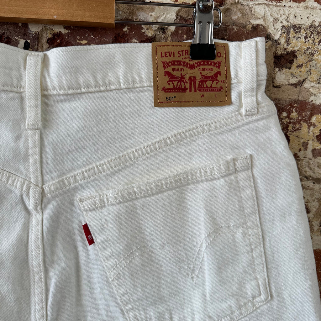 Levi's Cut Off Denim White Jean Shorts Womens 34 Distressed - 34x2.5"