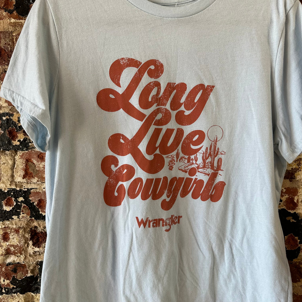 Wrangler T-Shirt Long Live Cowgirls Blue Womens Large