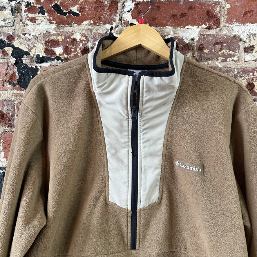 Columbia Jacket Mens Large Brown Tan Sequoia Grove 1/2 Zip Fleece Outdoor
